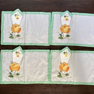 Vintage Belcrest Linen Appliqued Flowers Granny Cottage Retro 40s Handmade (4)